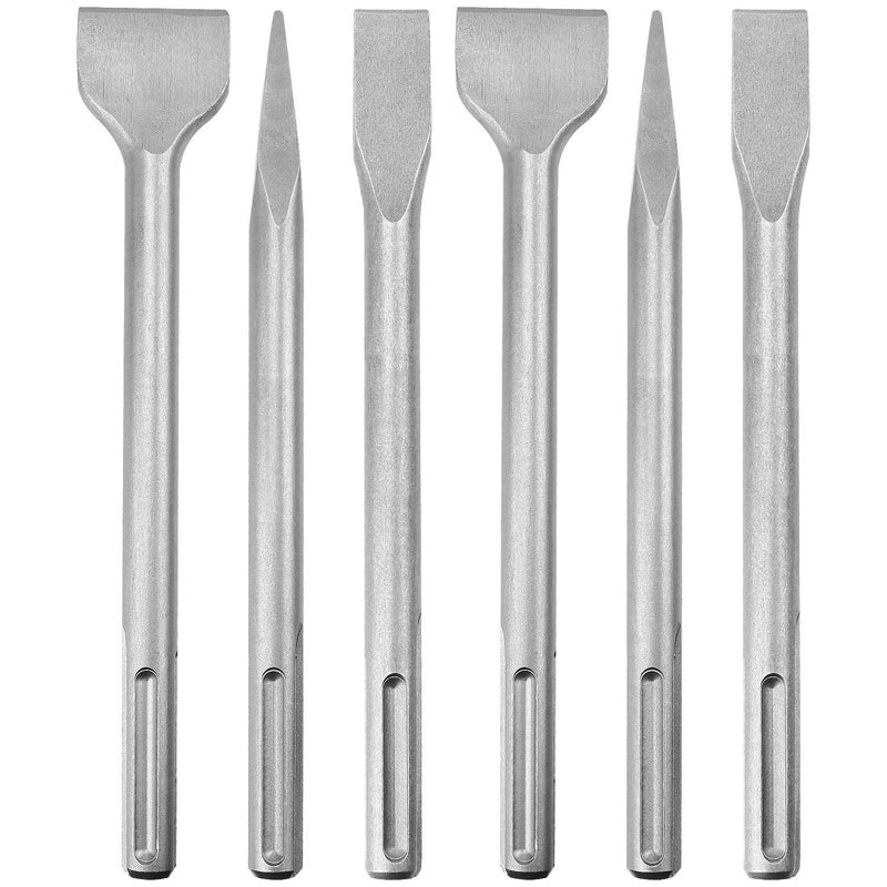 CertBuy 6-Piece SDS Max Concrete Drill Bit Set - Rotary Hammer Bits Including Point, Flat and Scaling Chisels - Image 1